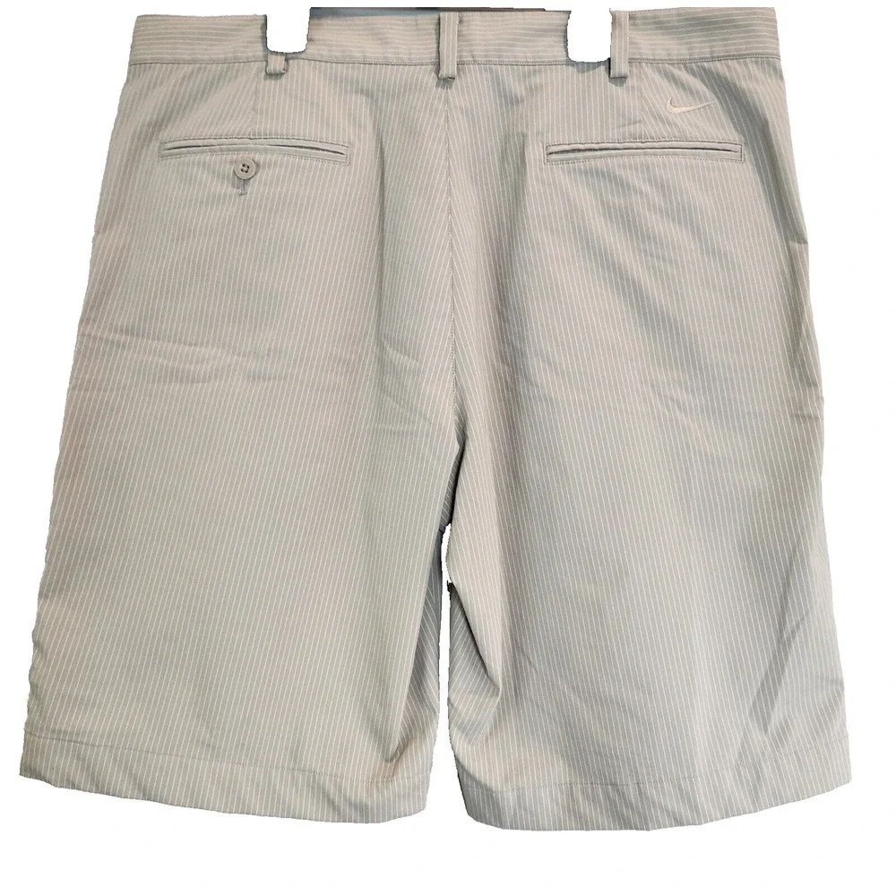 Nike‎ Fit Dri Chino Golf Shorts Mens Sz 36 Beige Stripe Stretch Casual Comfort